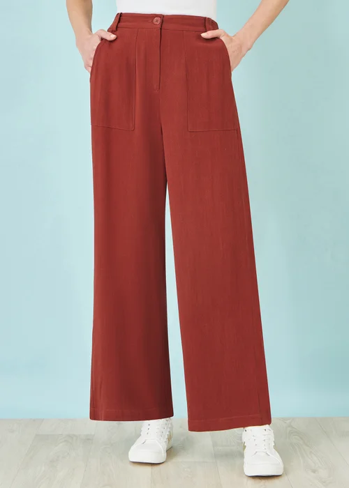 Yumi Brown Linen Mix Trousers - 12 Image 1