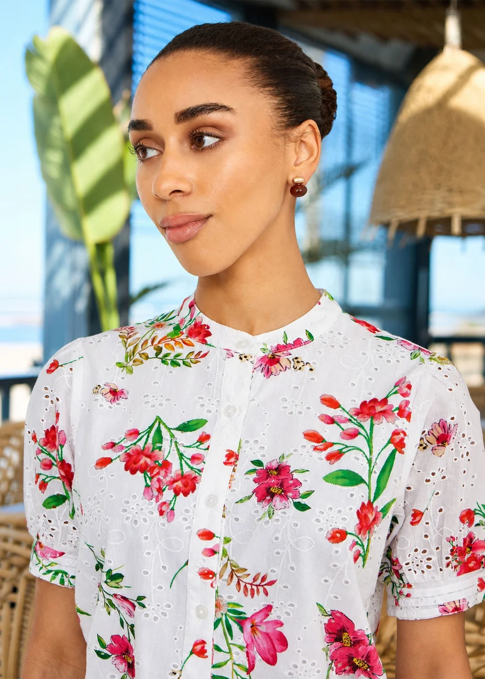 Yumi White Cotton Broderie Anglaise Floral Shirt - 14 Image 3