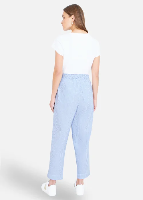 Yumi Blue Cotton Stripe Cropped Trousers - 16 Image 2