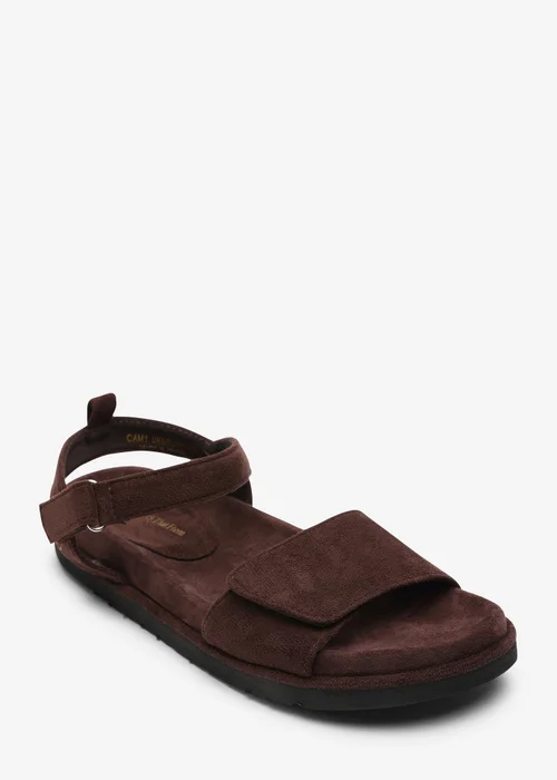 Where's That From Corfu Velcro Multi Strap Sandals In Dark Brown Faux Suede - 4 Image 2