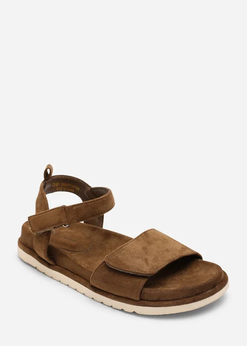 Where's That From Corfu Velcro Multi Strap Sandals In Khaki Faux Suede - 5 Image 3