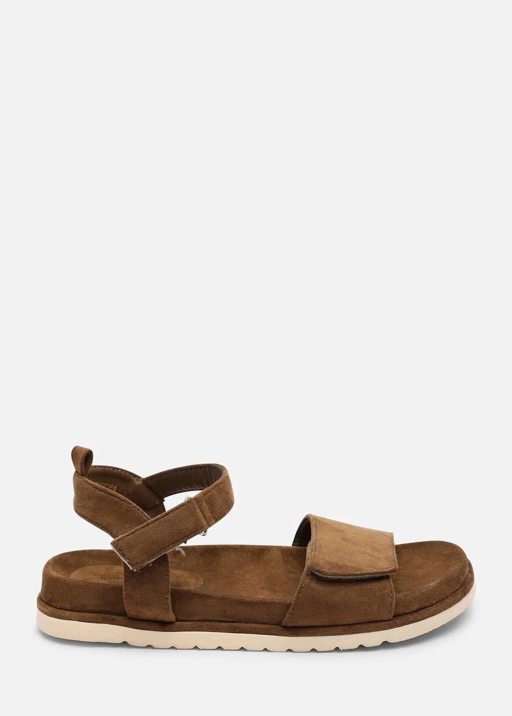 Where's That From Corfu Velcro Multi Strap Sandals In Khaki Faux Suede - 5 Image 1