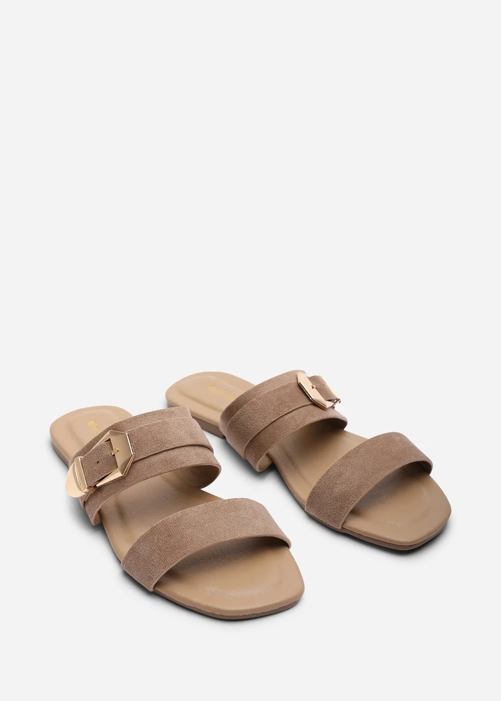Where's That From Orlina Two Strap Side Buckle Black Faux Suede Sandal - 4 Image 4