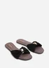 Where's That From Arc Ruched Buckle Black Suede Slide On Sandal - 6 Image 4