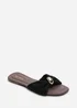 Where's That From Arc Ruched Buckle Black Suede Slide On Sandal - 6 Image 3