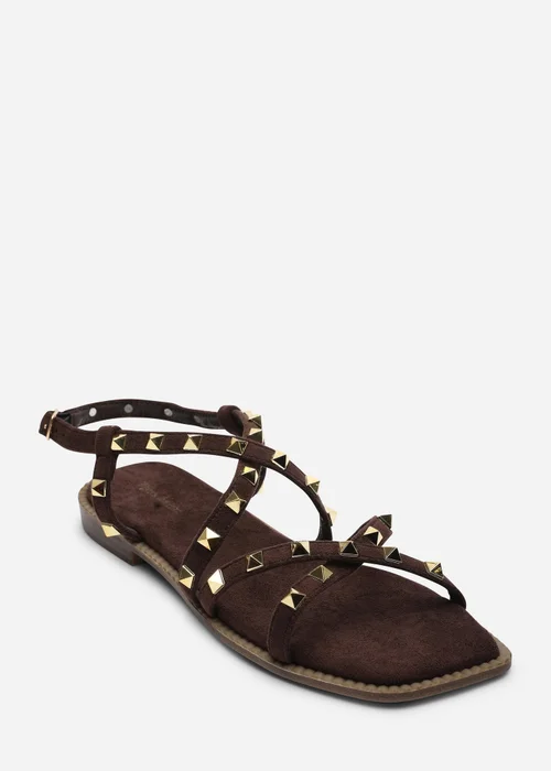Where's That From Montana Gladiator Sandal With Studd Detail In Dark Brown Faux Suede - 5 Image 3
