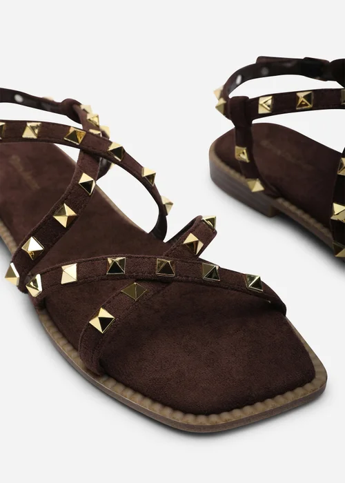 Where's That From Montana Gladiator Sandal With Studd Detail In Dark Brown Faux Suede - 5 Image 5