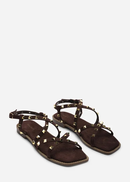 Where's That From Montana Gladiator Sandal With Studd Detail In Dark Brown Faux Suede - 5 Image 4