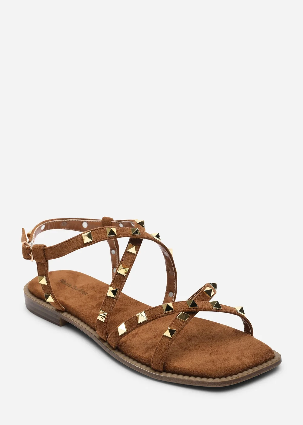 Where's That From Montana Gladiator Sandal With Studd Detail In Cognac Faux Suede - 5 Image 3