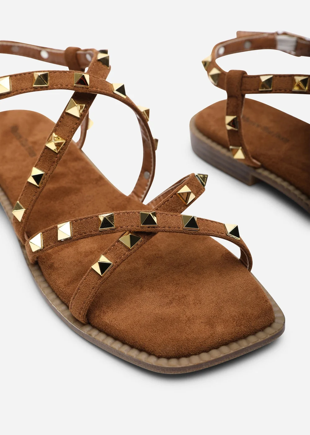 Where's That From Montana Gladiator Sandal With Studd Detail In Cognac Faux Suede - 5 Image 5