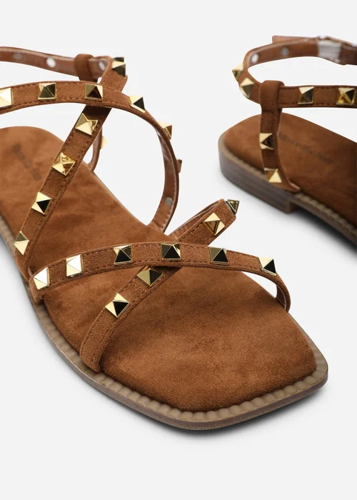 Where's That From Montana Gladiator Sandal With Studd Detail In Cognac Faux Suede - 5 Image 5
