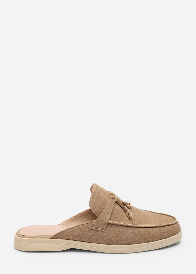 Where's That From Twilight Flat Slip On Loafer With Tassel Detail In Khaki