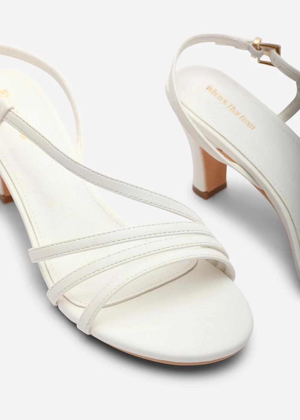 Where's That From Mykonos Multi Strap Slingback White Faux Suede Low Block Heel - 5 Image 5