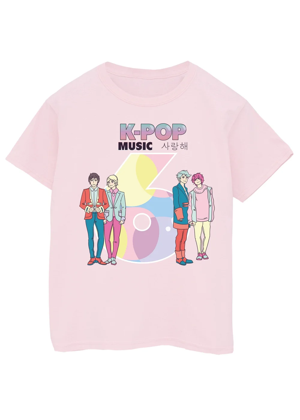 Ada & Ted K-Pop Music Birthday 6 Girls Pink Graphic T-Shirt (5-8 Years) - 7-8 Yrs Image 1