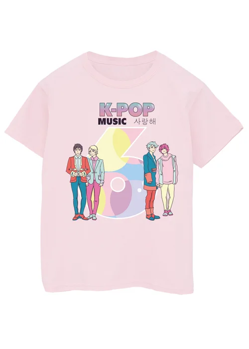 Ada & Ted K-Pop Music Birthday 6 Girls Pink Graphic T-Shirt (5-8 Years) - 7-8 Yrs Image 1