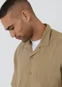 Threadbare Beige Linen Blend Revere Collar Short Sleeve Shirt - M Image 4