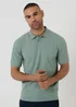 Threadbare Soft Green Basket Stitch Short Sleeve Knitted Polo - S Image 1