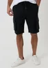 Threadbare Black Elasticated Waist Stretch Cargo Shorts - M Image 1