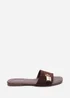 Where's That From Solana Gold Trim Dark Brown Suede Slide On Sandal - 5 Image 1