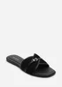 Where's That From Mariva Cross Over Buckle Black Suede Slide On Sandal - 8 Image 2