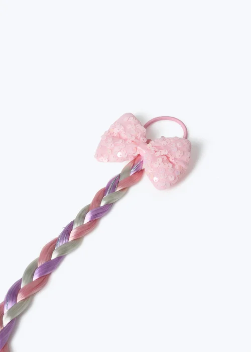 Flitzy Pink Sequin Fake Plait Bobble - One Size Image 2