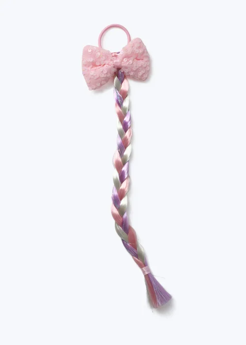 Flitzy Pink Sequin Fake Plait Bobble - One Size Image 1