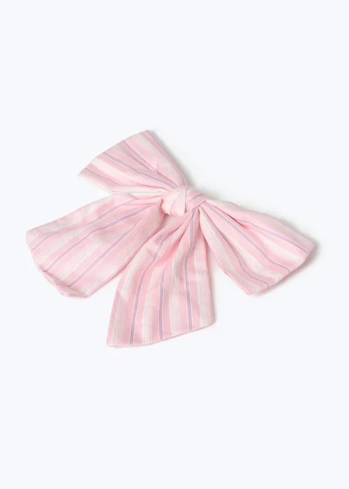 Muse Pink Stripe Bow Clip - One Size Image 2