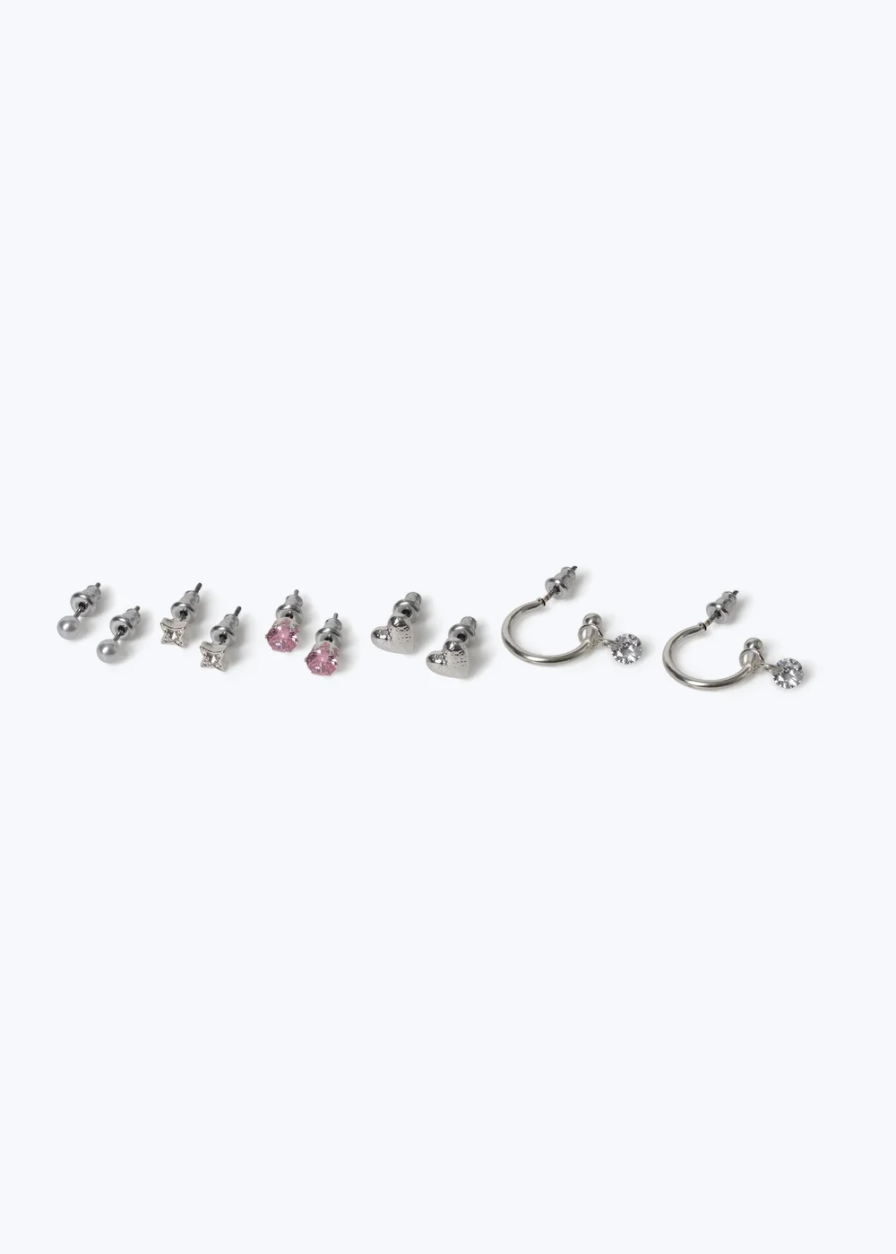 Muse 6 Pack Stud and Hoop Earring Silver - One Size Image 1