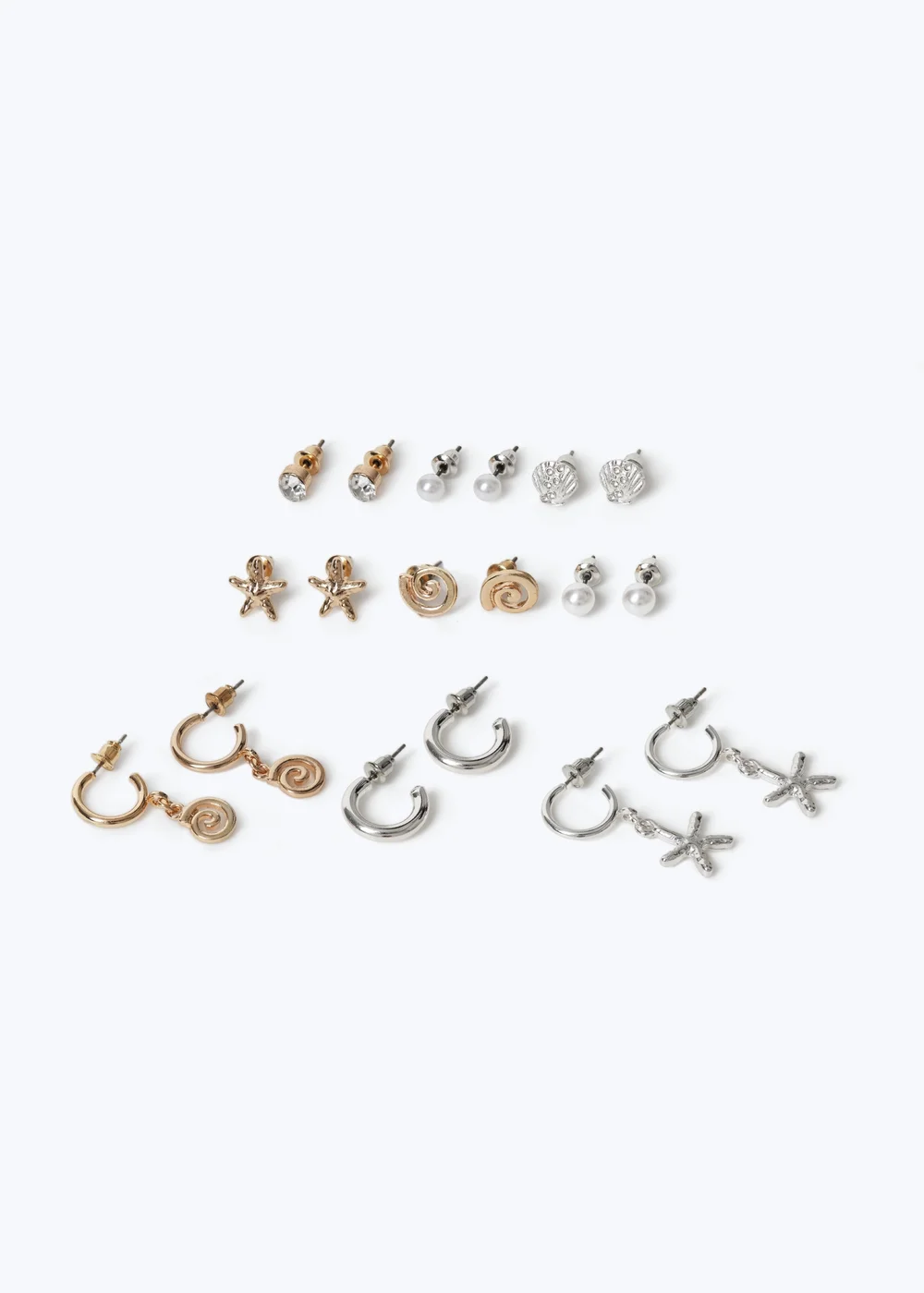 Muse Silver Starfish 9pk Earrings Silver - One Size Image 1