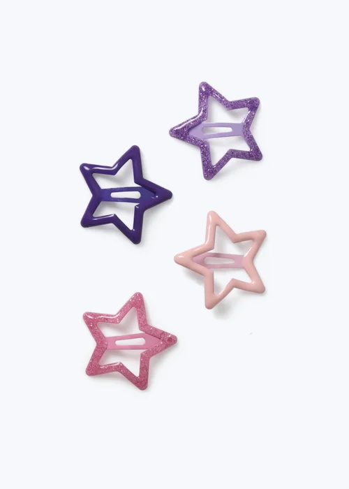 4 Pack Flitzy Multicoloured Star Clips - One Size Image 2