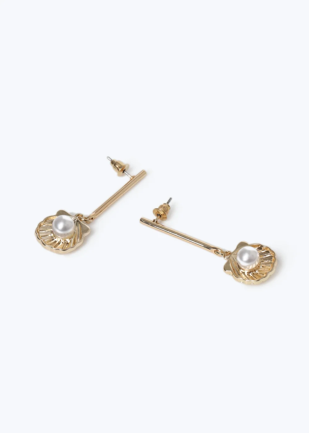 Muse Shell and Pearl Stick Drop Earrings Gold - One Size Image 1