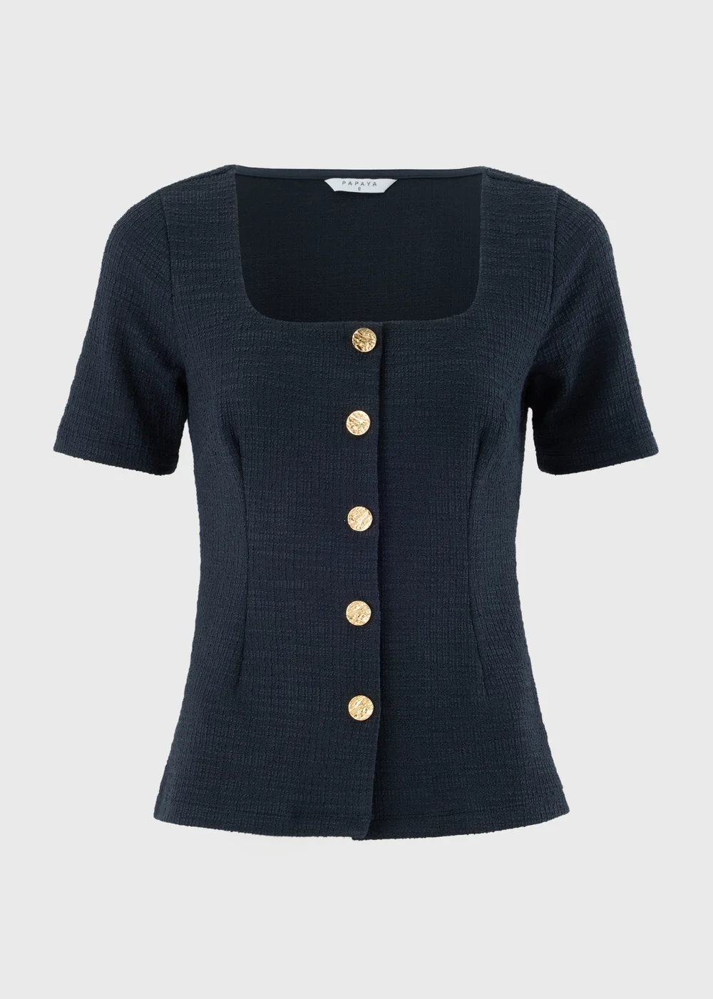 Navy Boucle Co Ord Square Neck Top - 8 Image 4