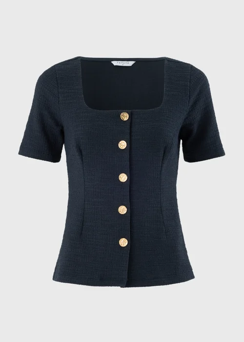 Navy Boucle Co Ord Square Neck Top - 8 Image 4