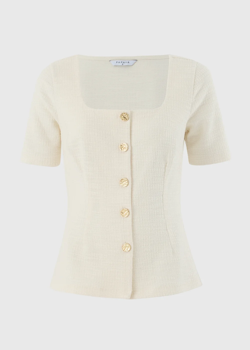 Cream Boucle Co Ord Square Neck Top - 8 Image 4