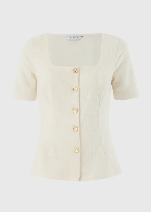 Cream Boucle Co Ord Square Neck Top - 8 Image 4