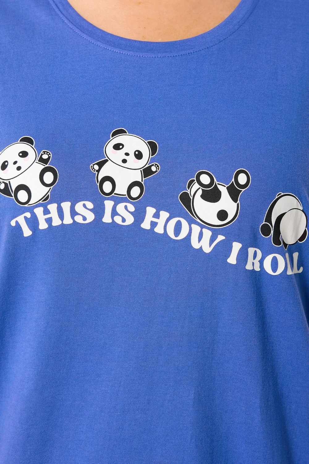 Yours Curve Blue 'This Is How I Roll' Panda Dipped Back Nightdress - 26-28 Image 4