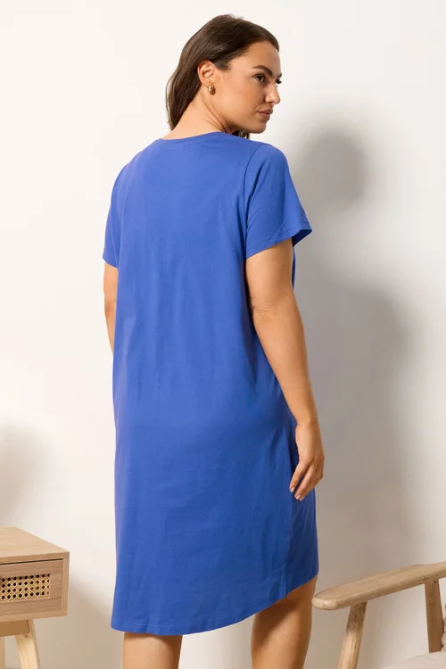 Yours Curve Blue 'This Is How I Roll' Panda Dipped Back Nightdress - 26-28 Image 3