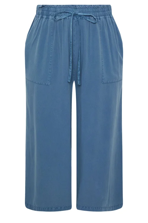 Yours Curve Mid Blue Chambray Culottes - 22-24 Image 5