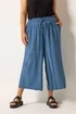 Yours Curve Mid Blue Chambray Culottes - 22-24 Image 1