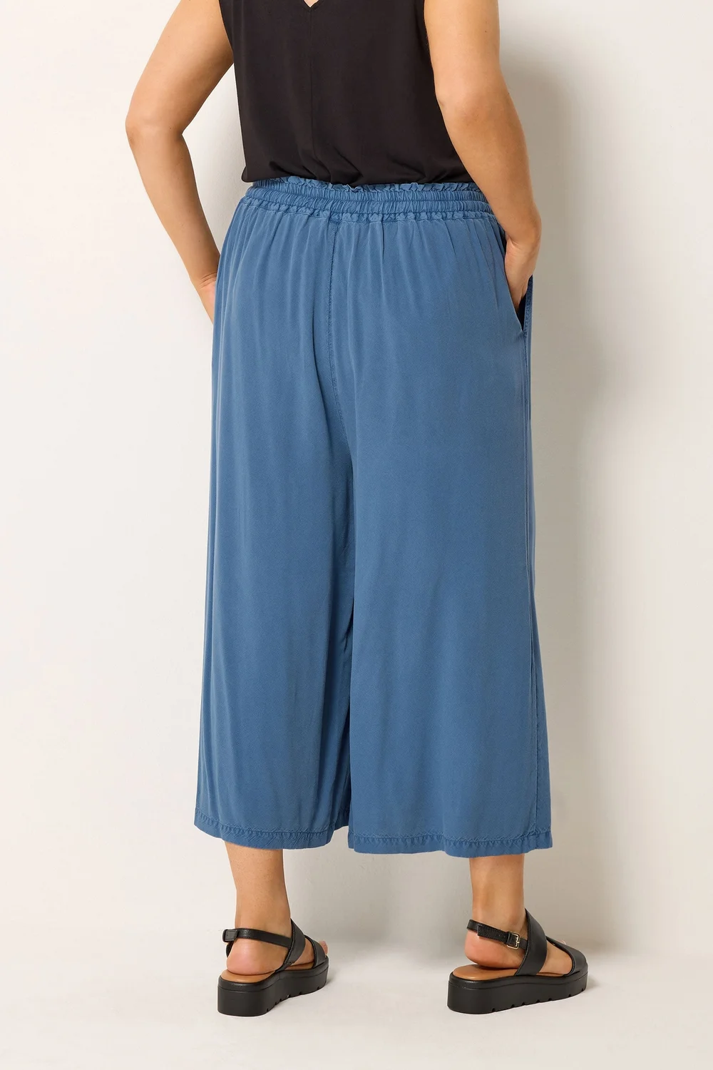 Yours Curve Mid Blue Chambray Culottes - 22-24 Image 3