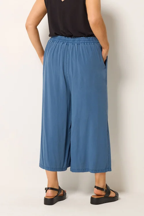 Yours Curve Mid Blue Chambray Culottes - 22-24 Image 3