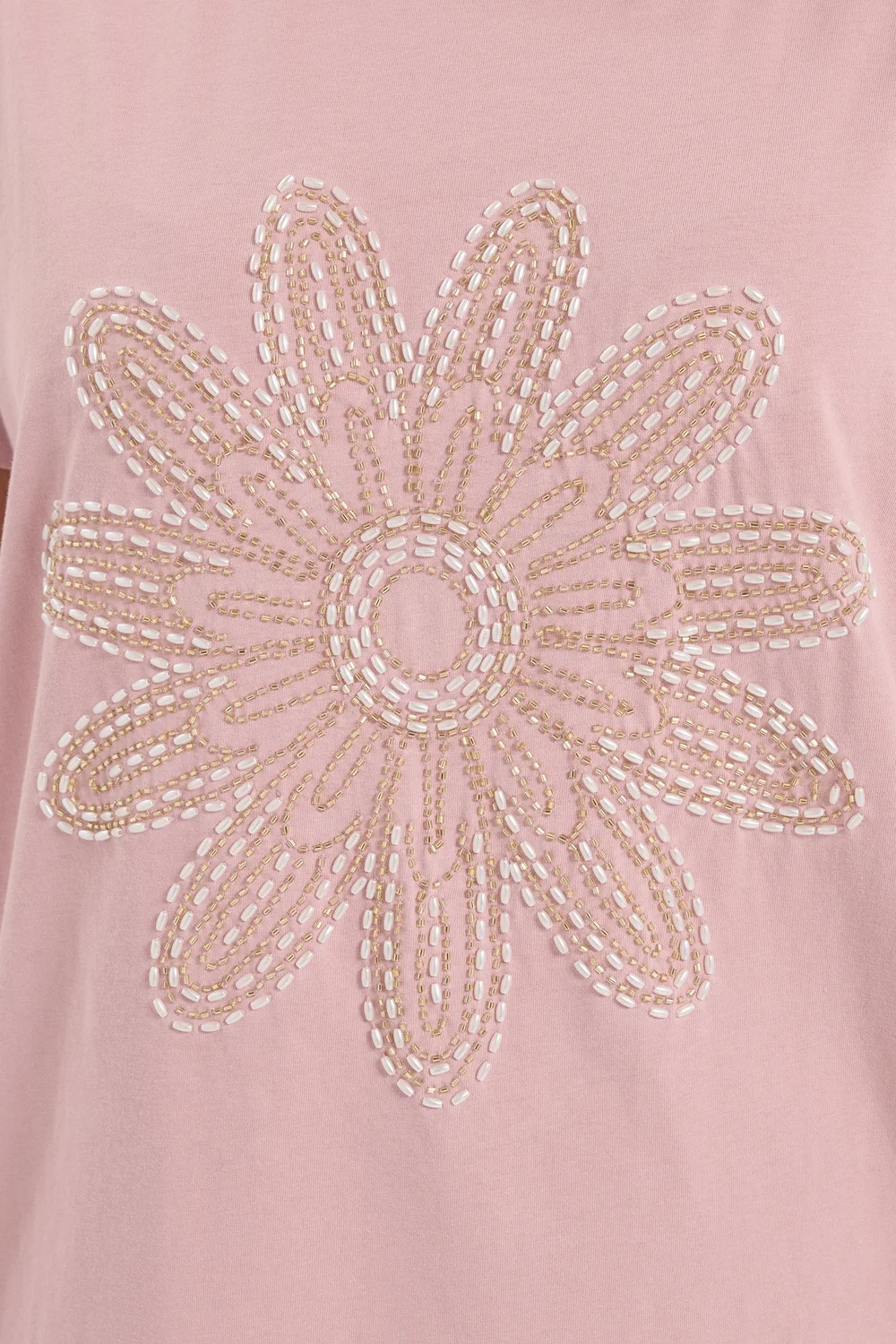 Yours Curve Pink Beaded Daisy T-Shirt - 22-24 Image 4