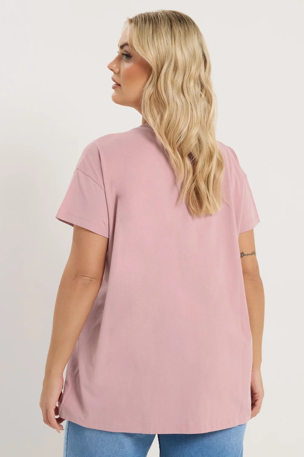 Yours Curve Pink Beaded Daisy T-Shirt - 22-24 Image 3