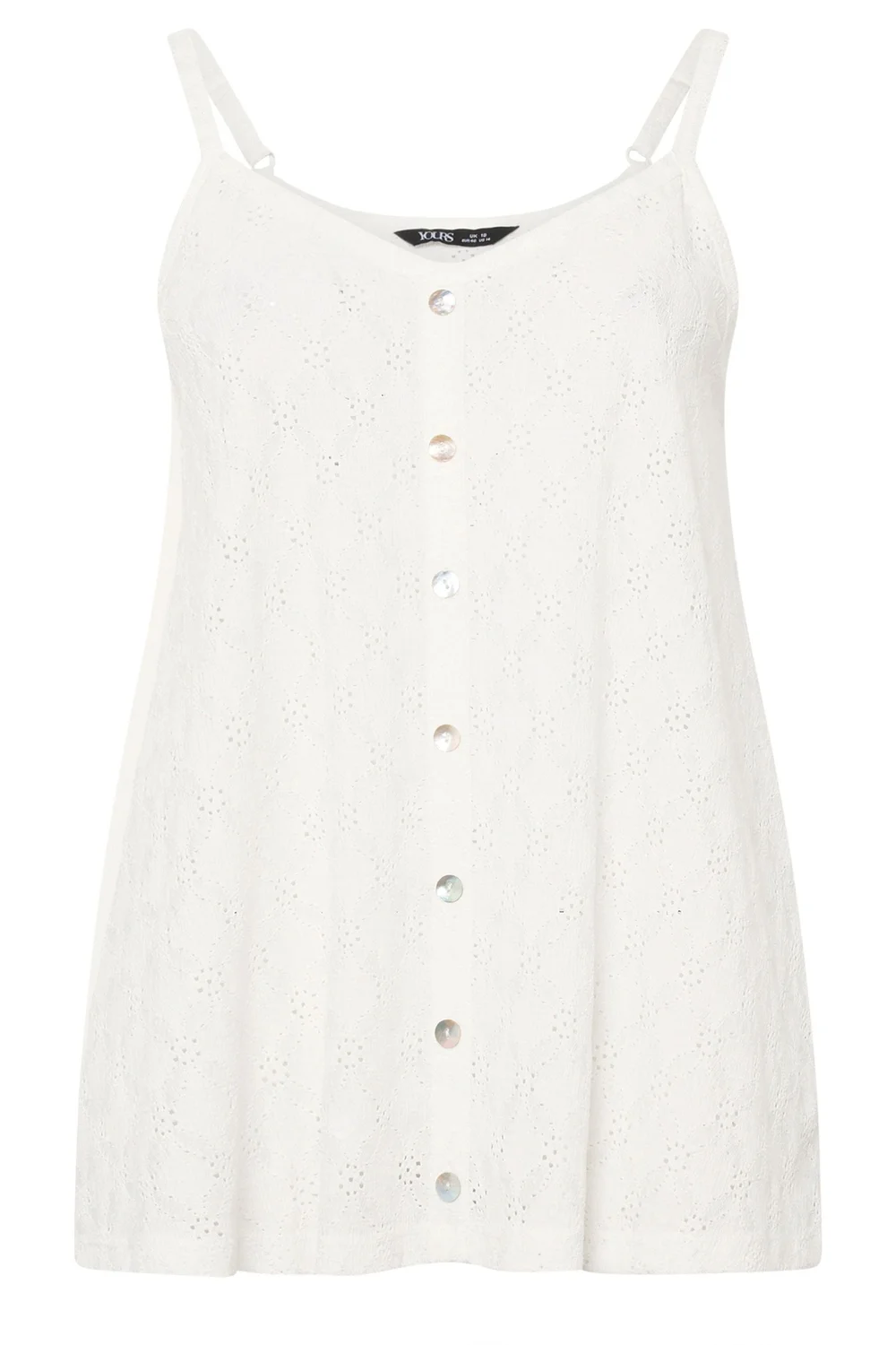 Yours Curve White Broderie Anglaise Vest Top - 18 Image 5