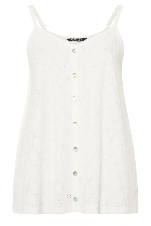 Yours Curve White Broderie Anglaise Vest Top - 18 Image 5