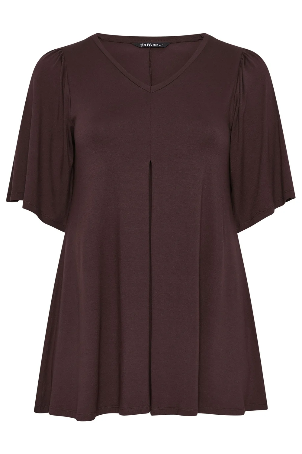 Yours Curve Chocolate Brown Pleat Front Top - 16 Image 5