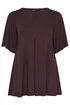 Yours Curve Chocolate Brown Pleat Front Top - 16 Image 5