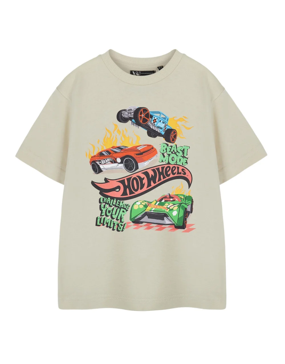 Vanilla Underground Hot Wheels Boys Beige Beast Mode Short Sleeved T-Shirt (3-12 Years) - 7-8 Yrs Image 1