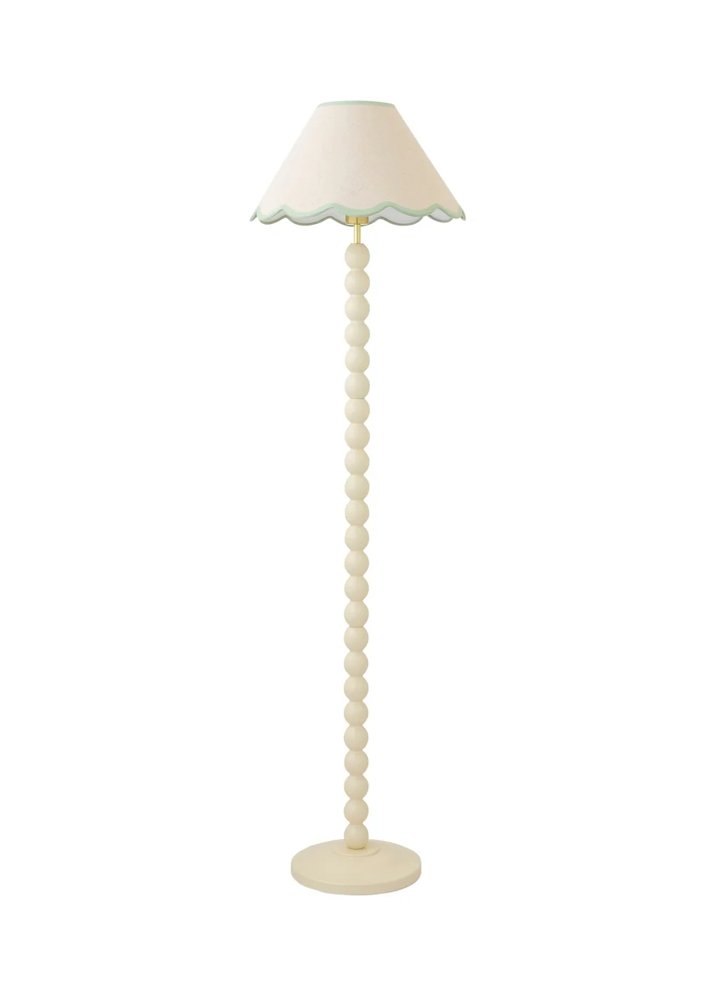 ValueLights Bobble Cream Floor Lamp with Green Trim Scallop Shade - One Size Image 4