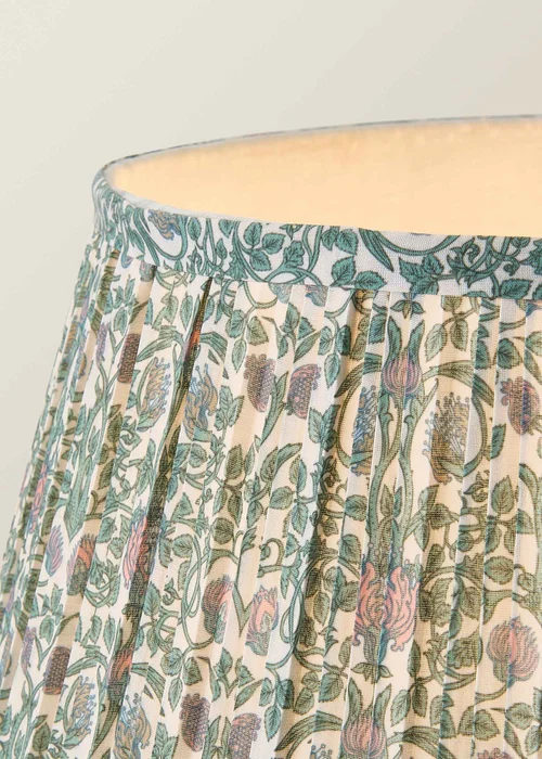 ValueLights Bobble Walnut Floor Lamp with Floral Pleated Shade - One Size Image 4